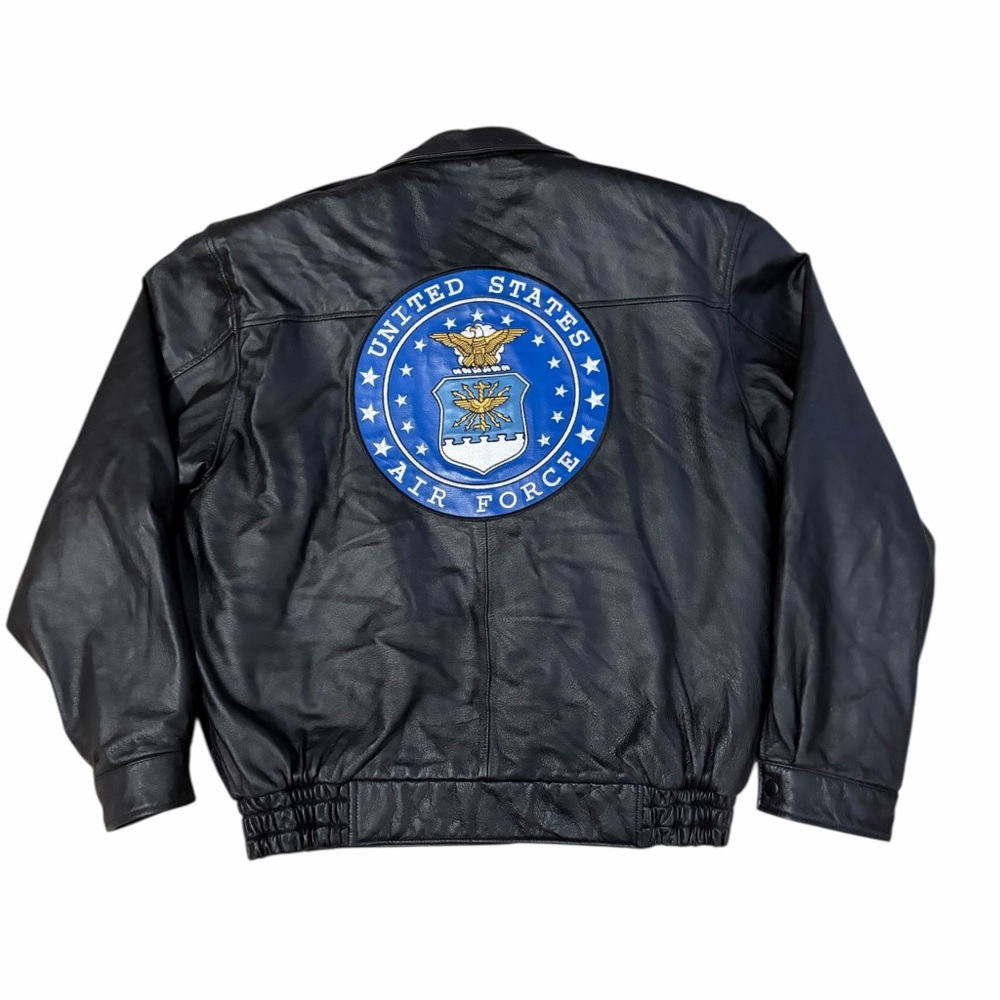 VTG Leather Gallery US Air Force Leather Jacket Men’s XL Black Military Bomber